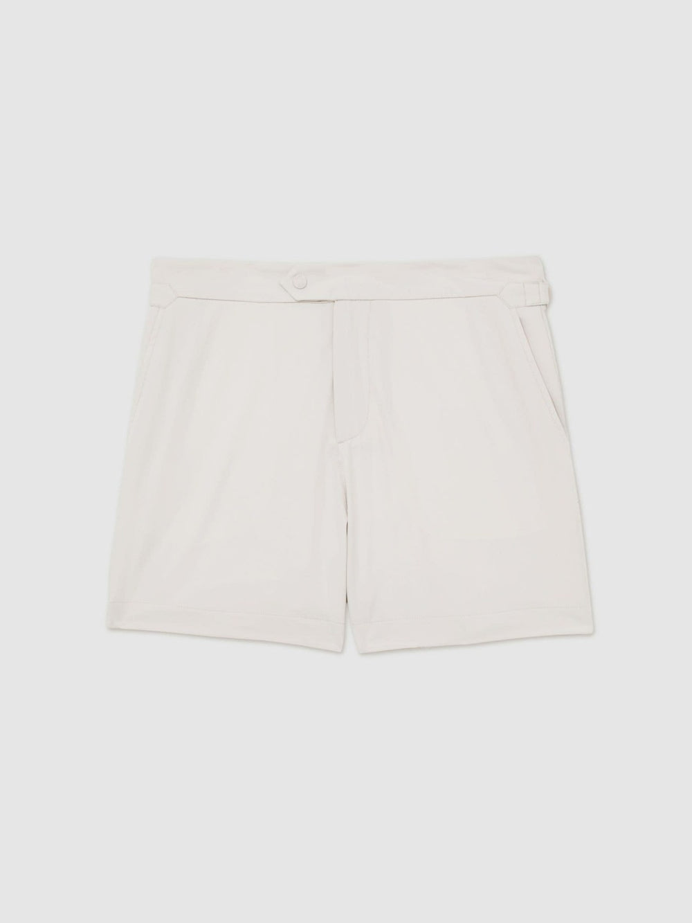 Men Side-Adjuster Swim Shorts in Off White
