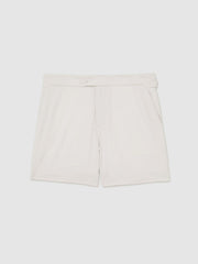 Men Side-Adjuster Swim Shorts in Off White