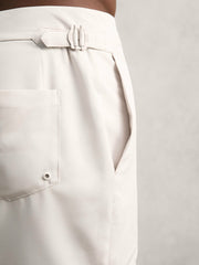 Men Side-Adjuster Swim Shorts in Off White
