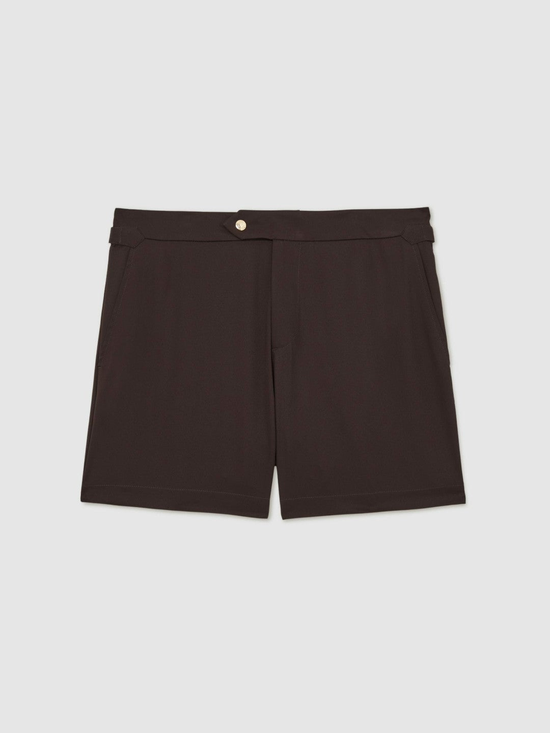 Men Side-Adjuster Swim Shorts in Chocolate Brown