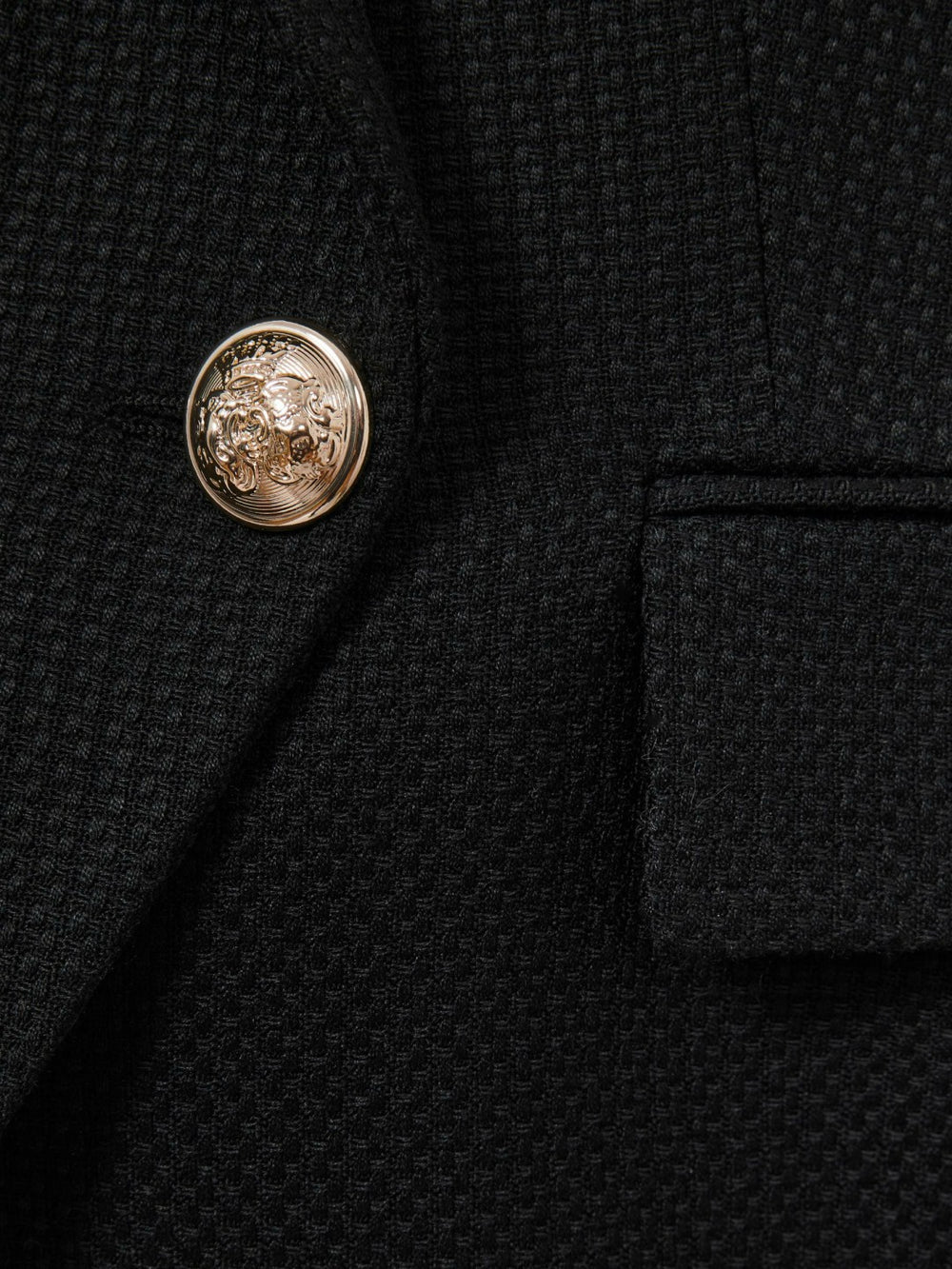 Women Tailored Fit Textured Double Breasted Blazer in Black