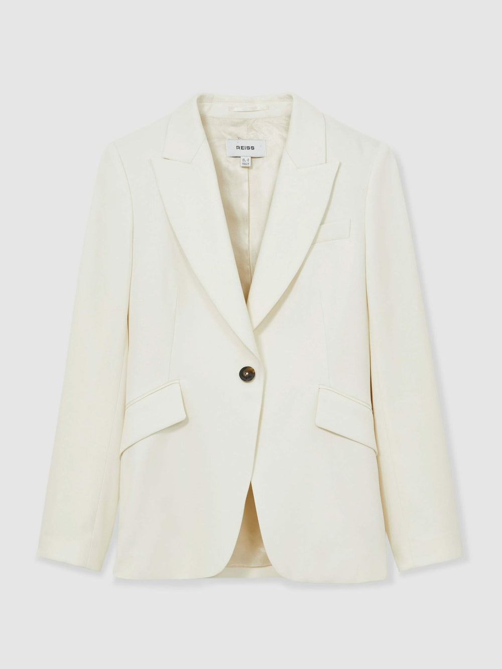 Women Single-Breasted Peak-Lapel Tailored Blazer in Cream