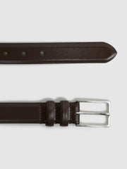 Men Smooth Leather Belt in Chocolate