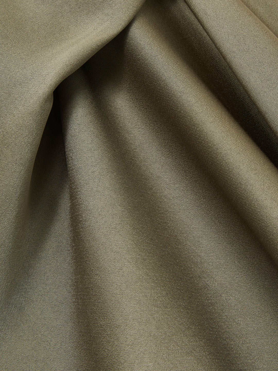 Women Satin Drape Tuck Midi Dress in Khaki