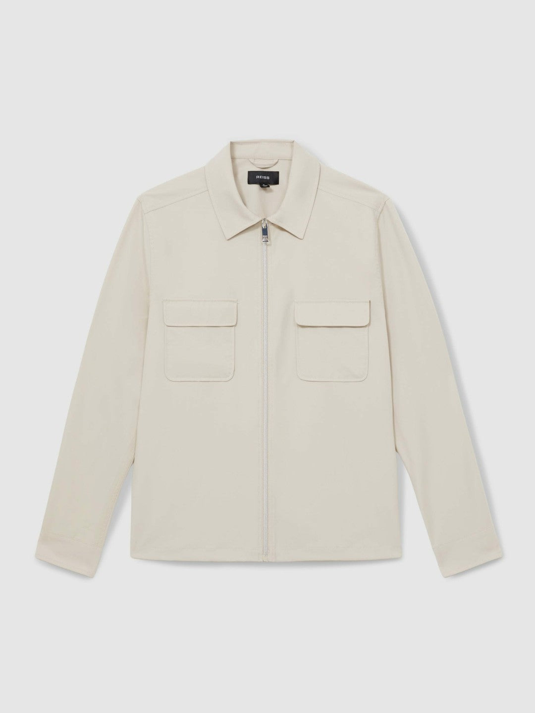 Men Technical Zip-Through Overshirt in Stone