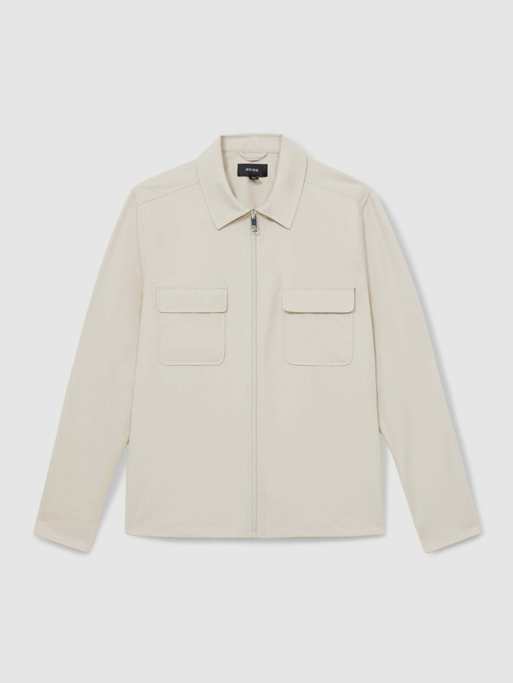 Men Technical Zip-Through Overshirt in Stone