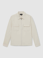 Men Technical Zip-Through Overshirt in Stone