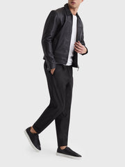 Men Leather Low-Top Trainers in Black
