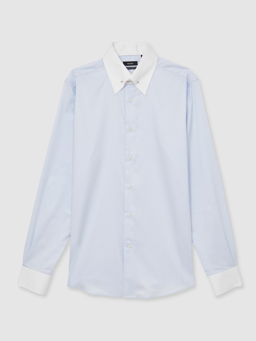 Men Regular-Fit Cotton Pin-Collar Shirt in Contrast S Blue