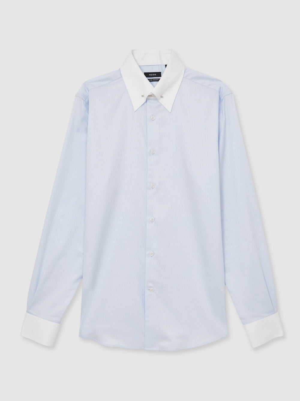 Men Regular-Fit Cotton Pin-Collar Shirt in Contrast S Blue