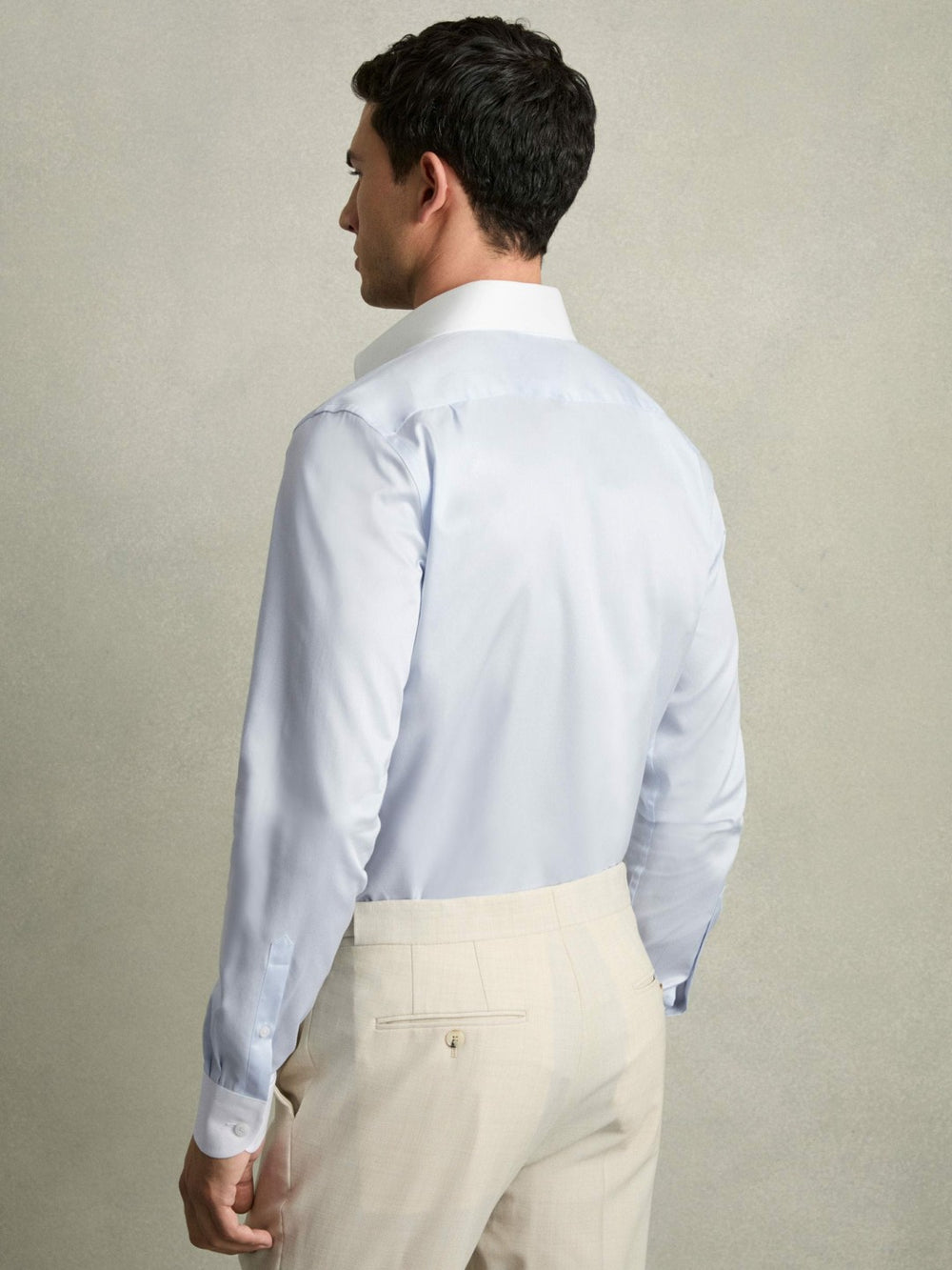 Men Regular-Fit Cotton Pin-Collar Shirt in Contrast S Blue
