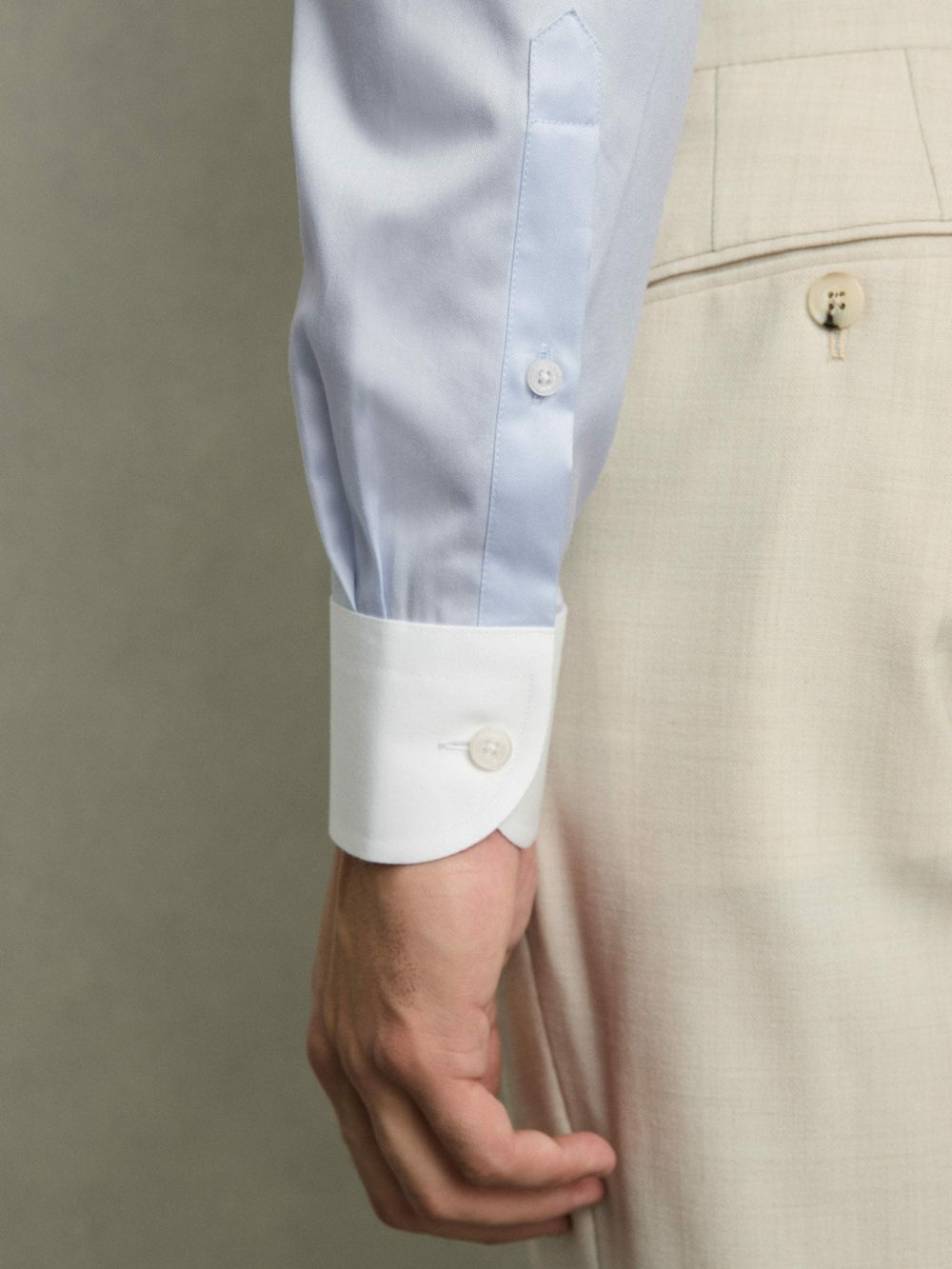 Men Regular-Fit Cotton Pin-Collar Shirt in Contrast S Blue