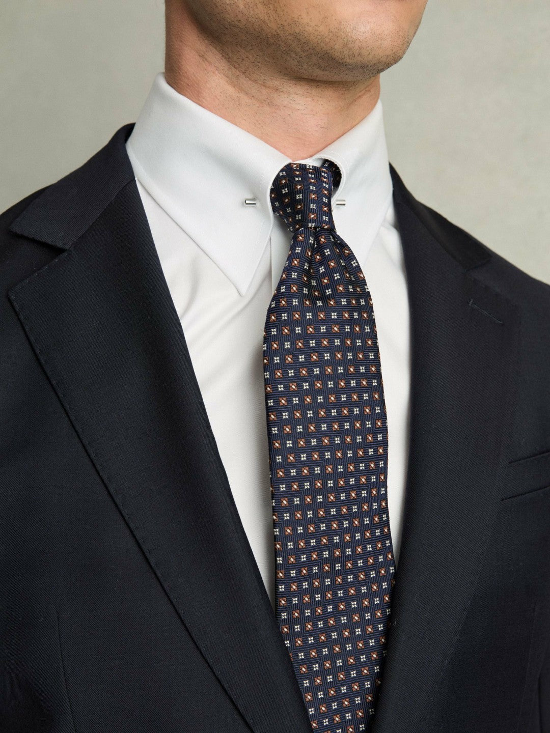 Men Regular-Fit Cotton Pin-Collar Shirt in White