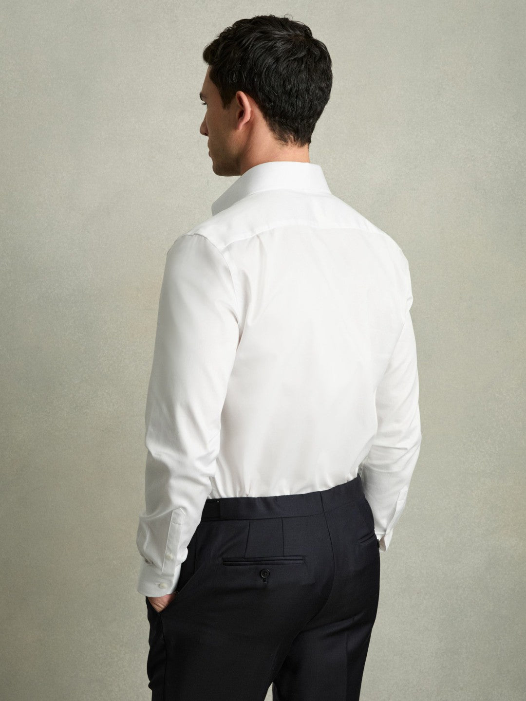 Men Regular-Fit Cotton Pin-Collar Shirt in White