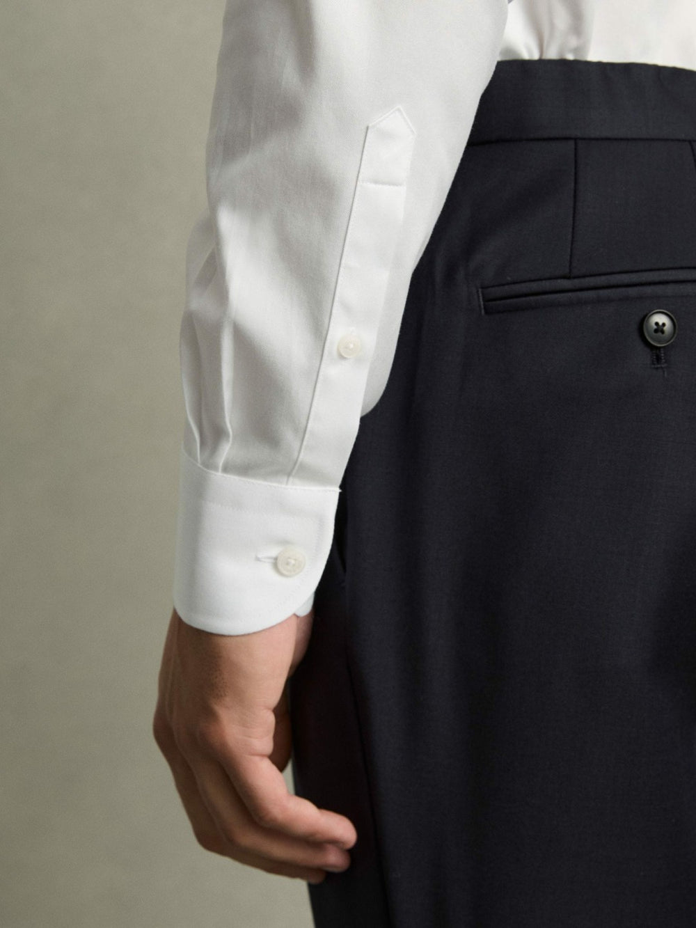 Men Regular-Fit Cotton Pin-Collar Shirt in White