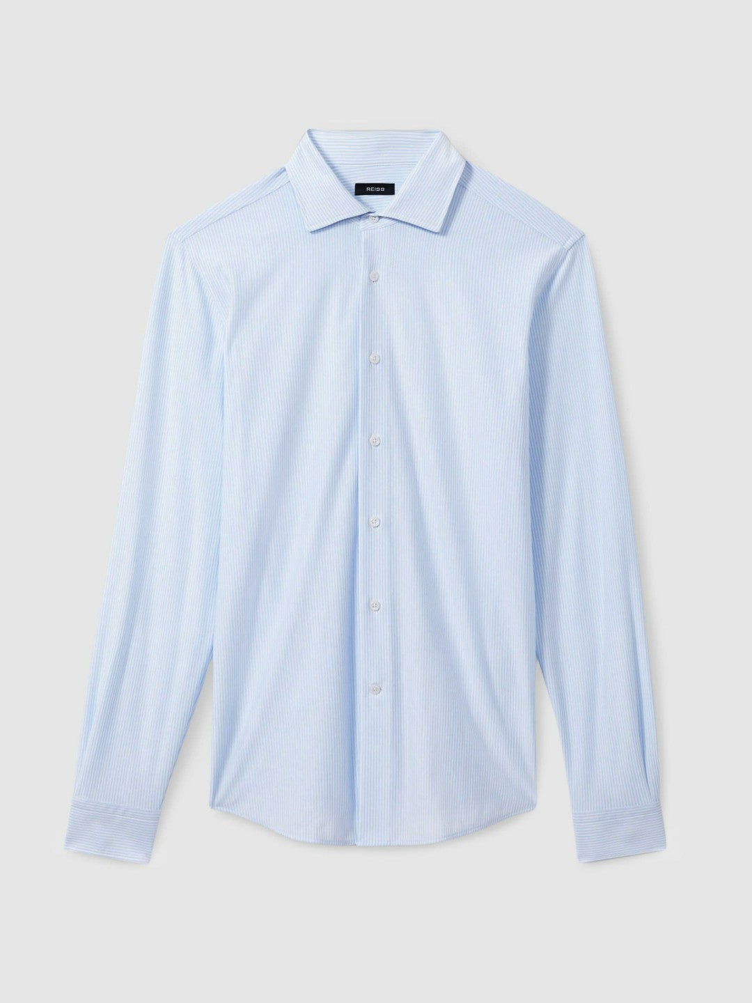 Men Cotton-Blend Cutaway-Collar Striped Shirt in Blue Stripe