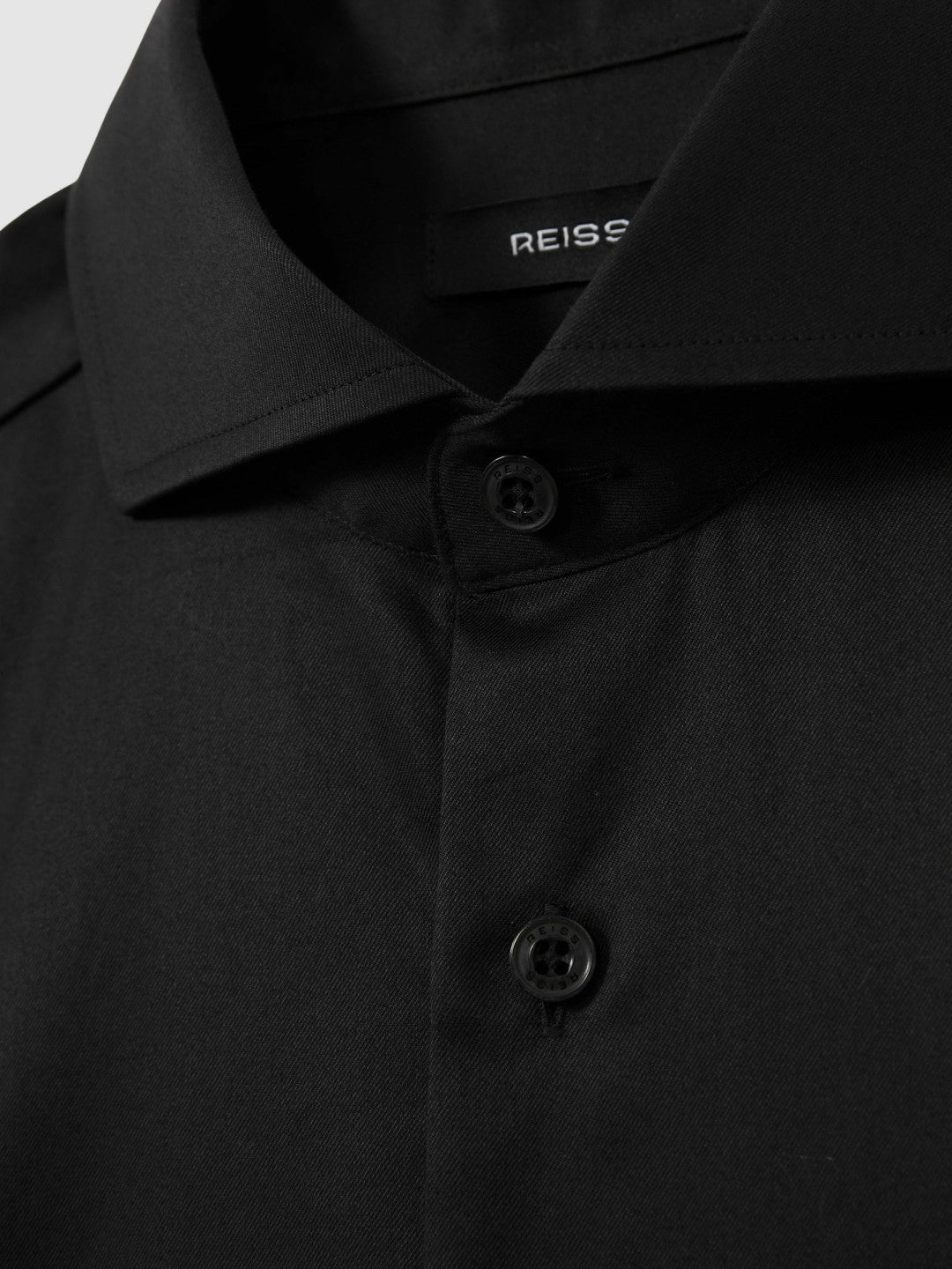 Men Regular Fit Slim-Fit Cotton Double-Cuff Shirt in Black
