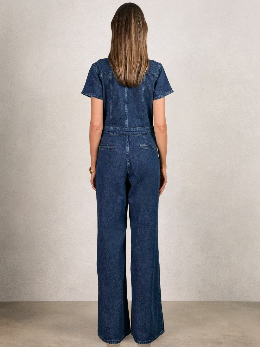 Women Good American Wide-Leg Denim Jumpsuit in Dark Indigo