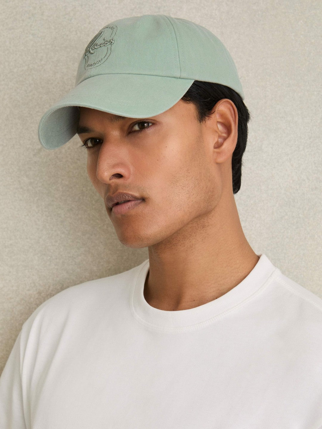 Men Cotton Logo-Embroidered Baseball Cap in Washed Green