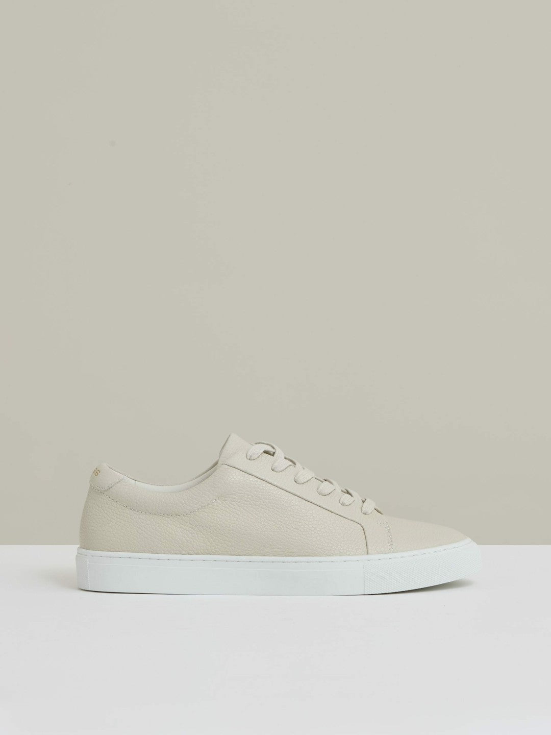 Men Tumbled-Leather Low-Top Trainers in Off White