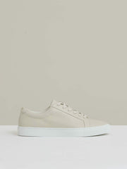 Men Tumbled-Leather Low-Top Trainers in Off White