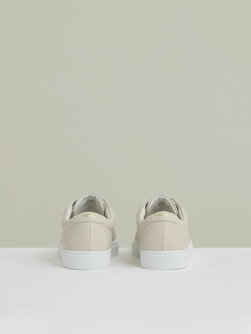 Men Tumbled-Leather Low-Top Trainers in Off White