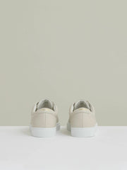 Men Tumbled-Leather Low-Top Trainers in Off White