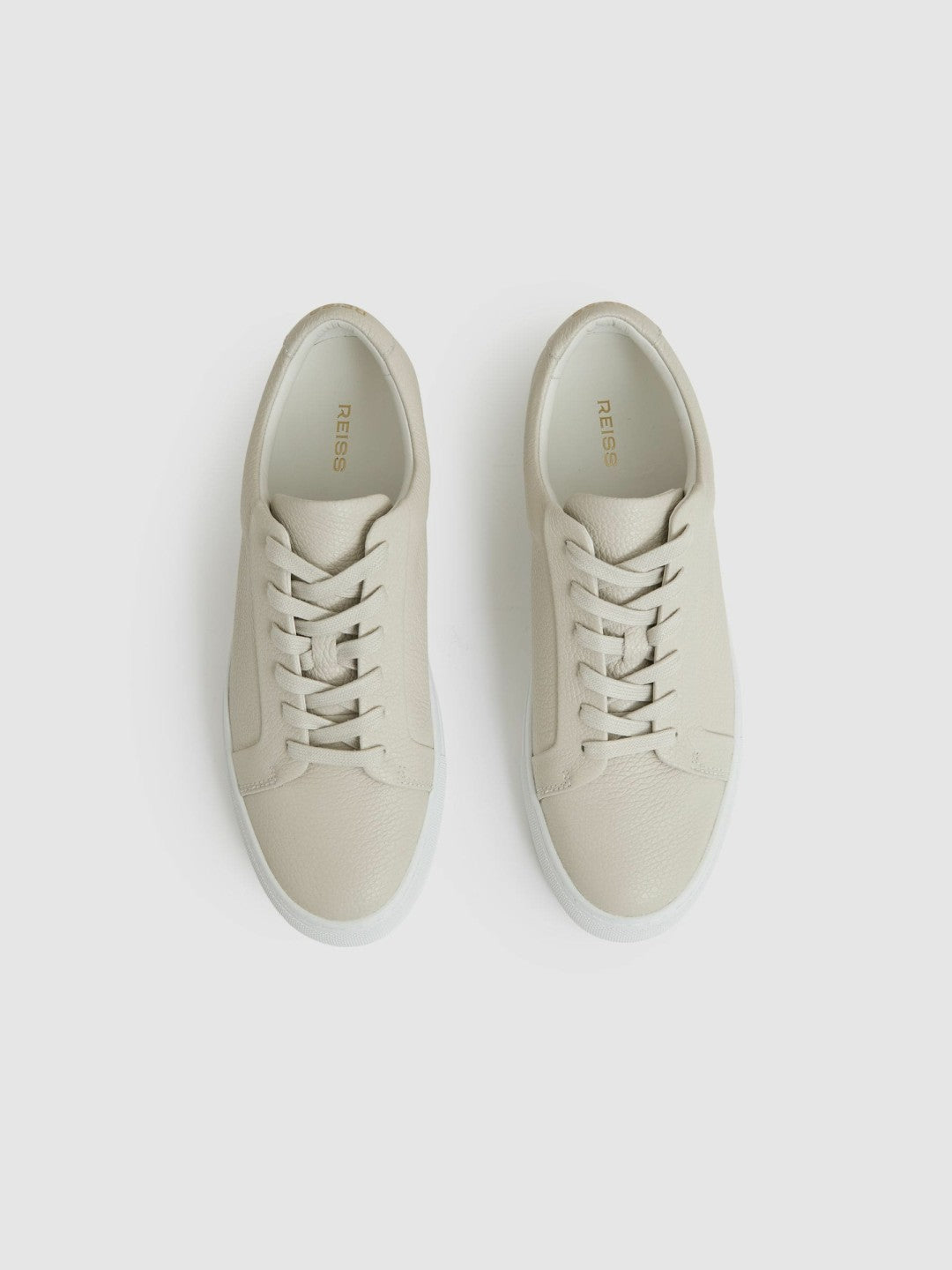 Men Tumbled-Leather Low-Top Trainers in Off White