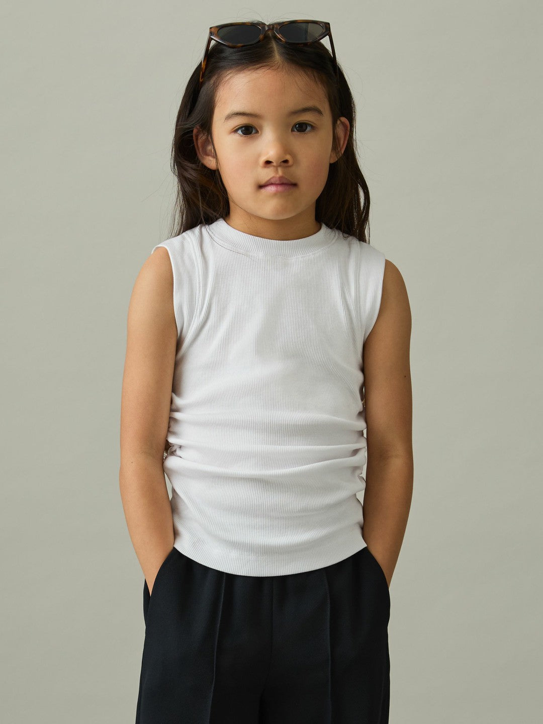 Children & Baby 4-9 yrs Ruched Vest Top in White