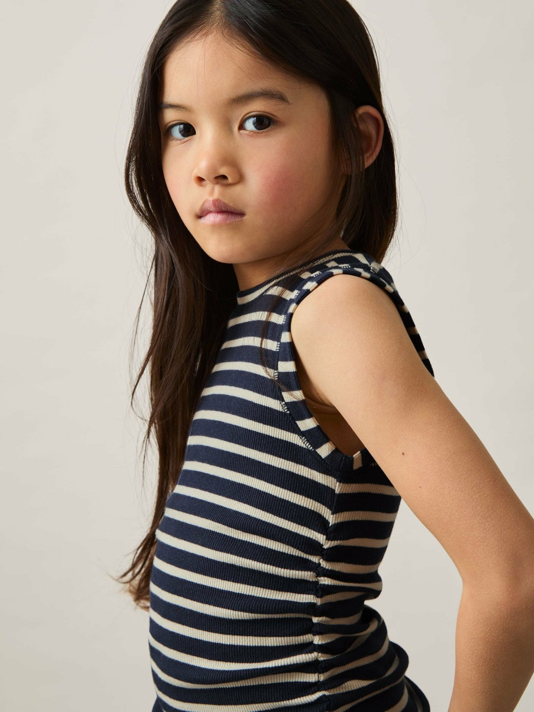 Children & Baby 9-13 yrs Ruched Vest Top in Navy/White