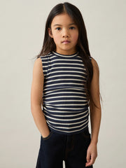 Children & Baby 9-13 yrs Ruched Vest Top in Navy/White