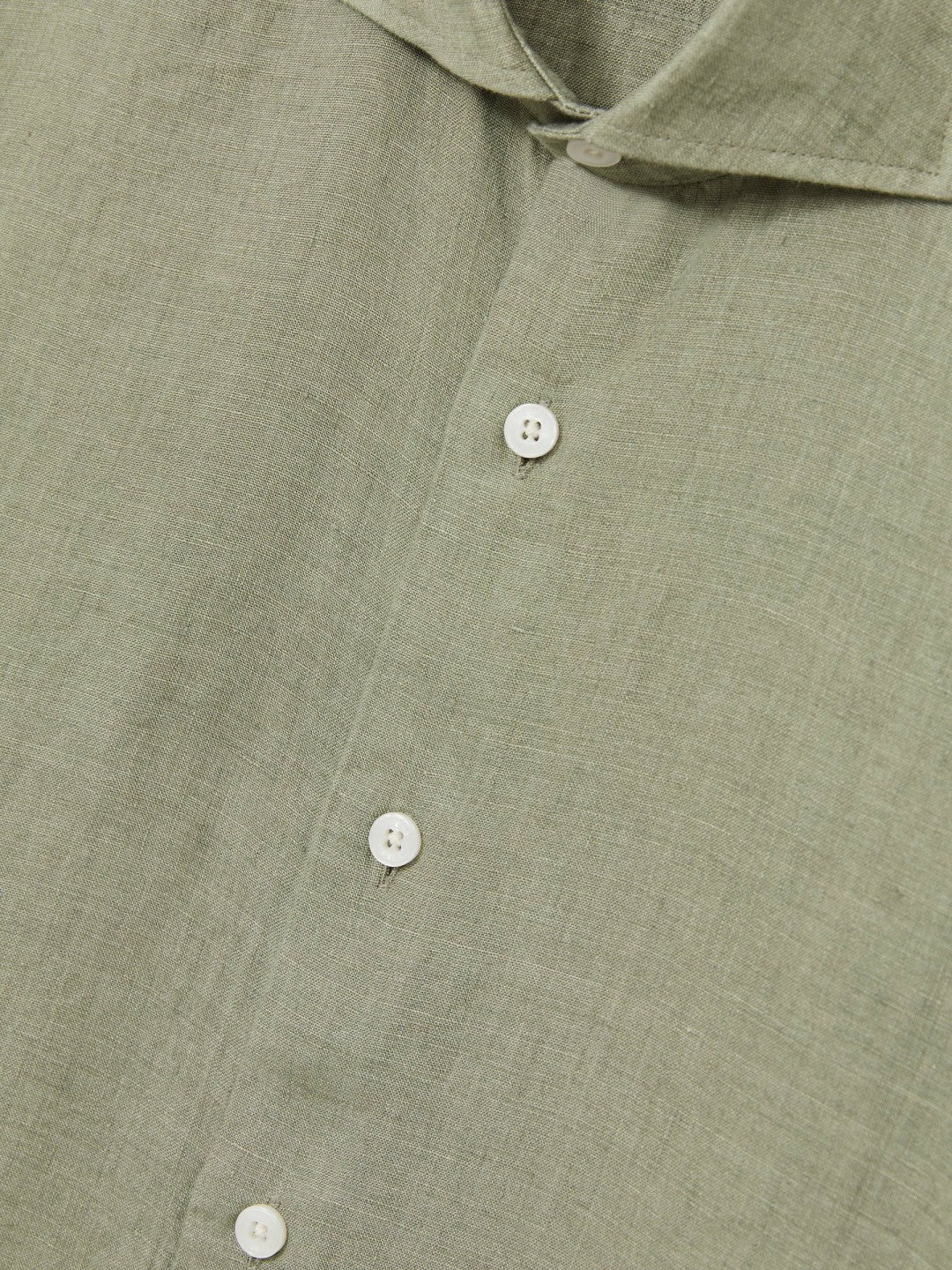 Men Linen Button-Through Shirt in Thyme Green