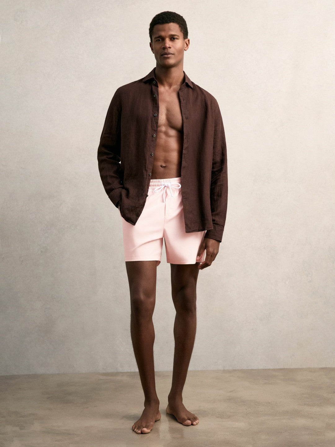 Men Drawstring Swim Shorts in Pink