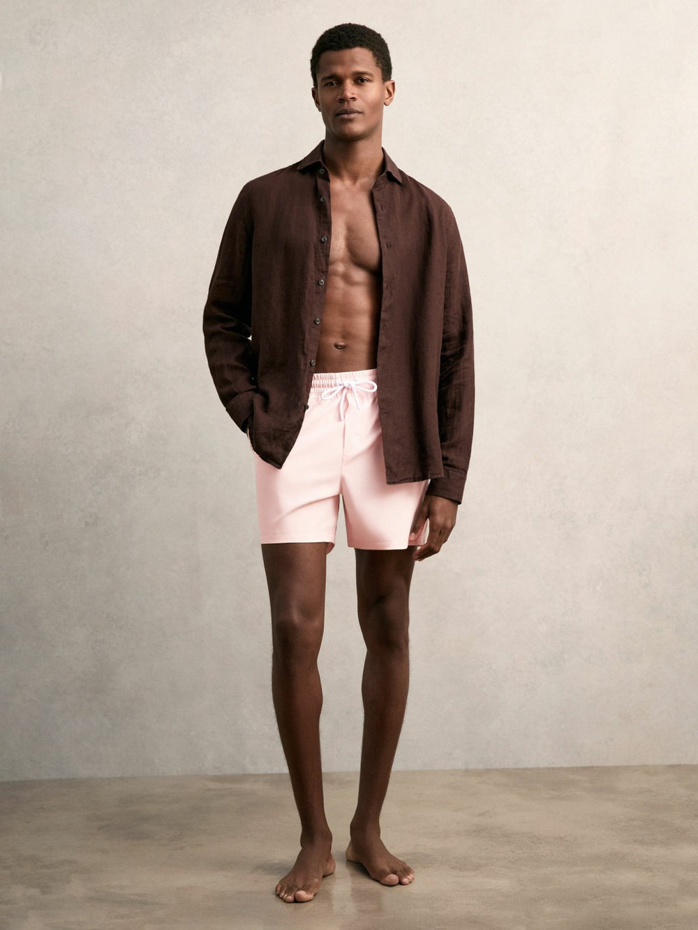 Men Drawstring Swim Shorts in Pink