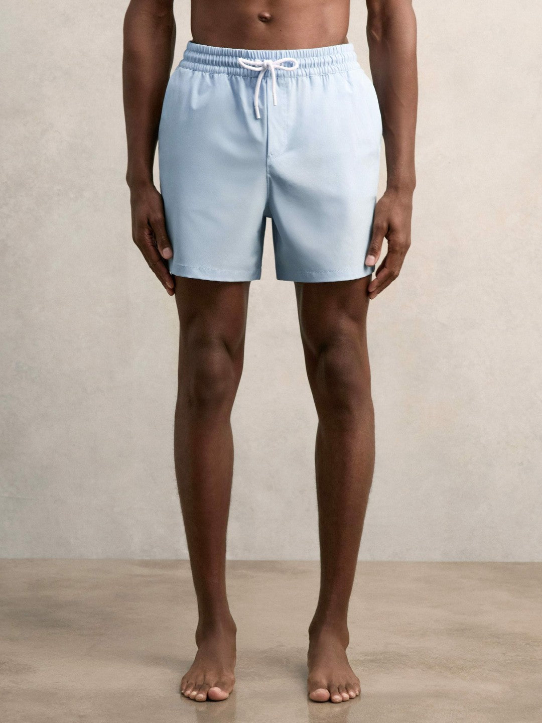 Men Drawstring Swim Shorts in Soft Blue