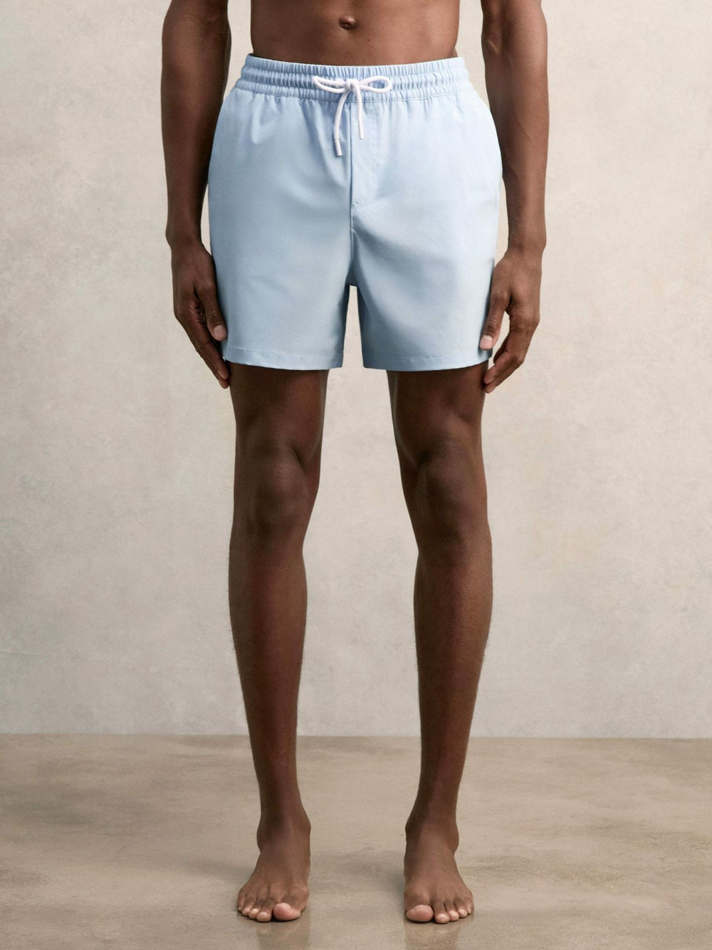 Men Drawstring Swim Shorts in Soft Blue