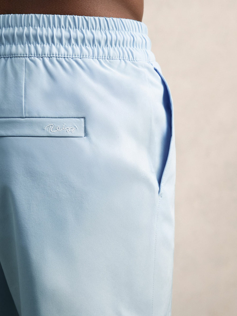 Men Drawstring Swim Shorts in Soft Blue