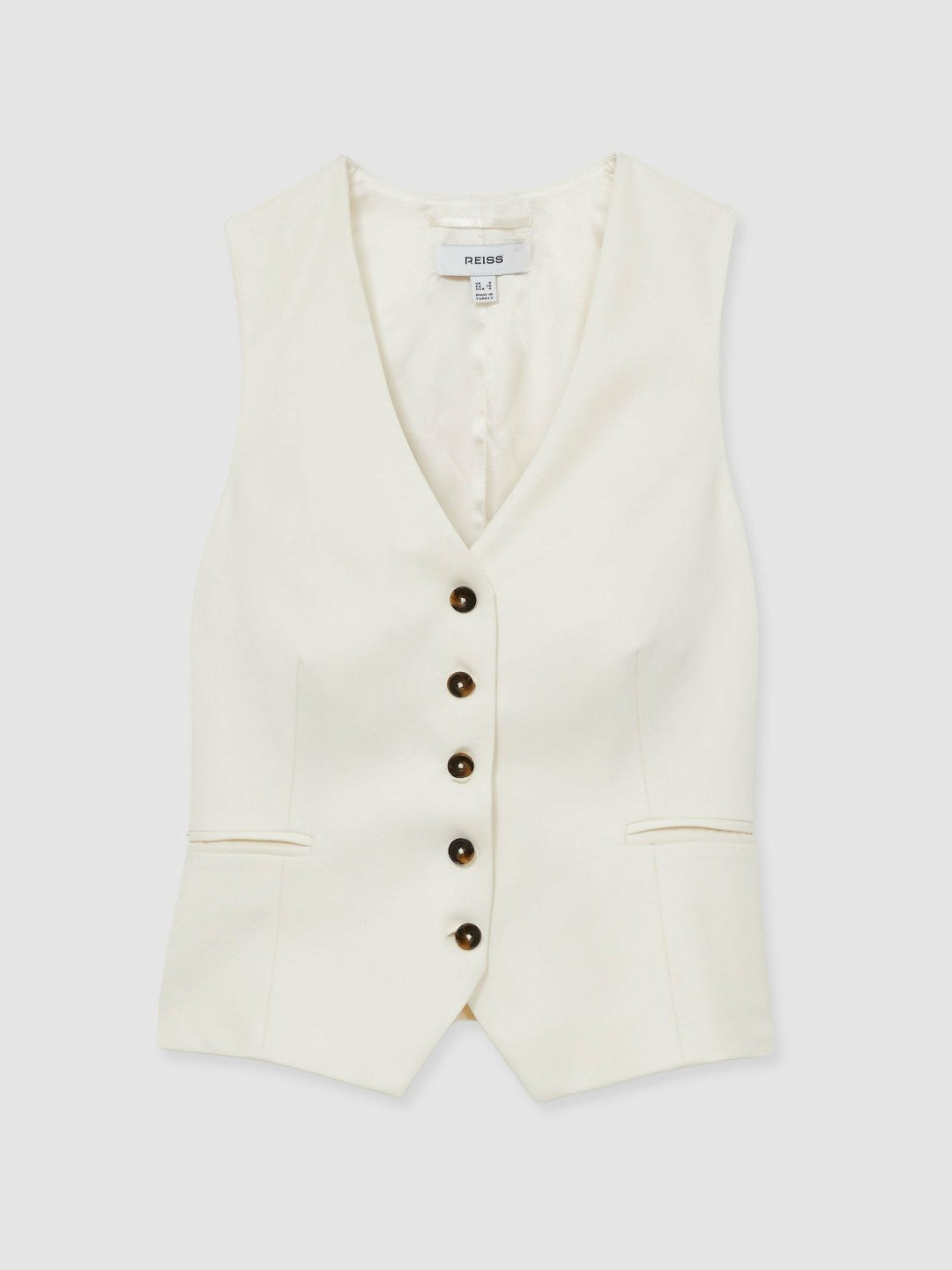 Women Single Breasted Tailored Waistcoat in Cream