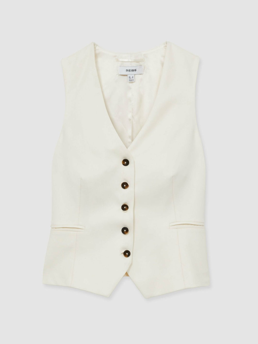 Women Single Breasted Tailored Waistcoat in Cream
