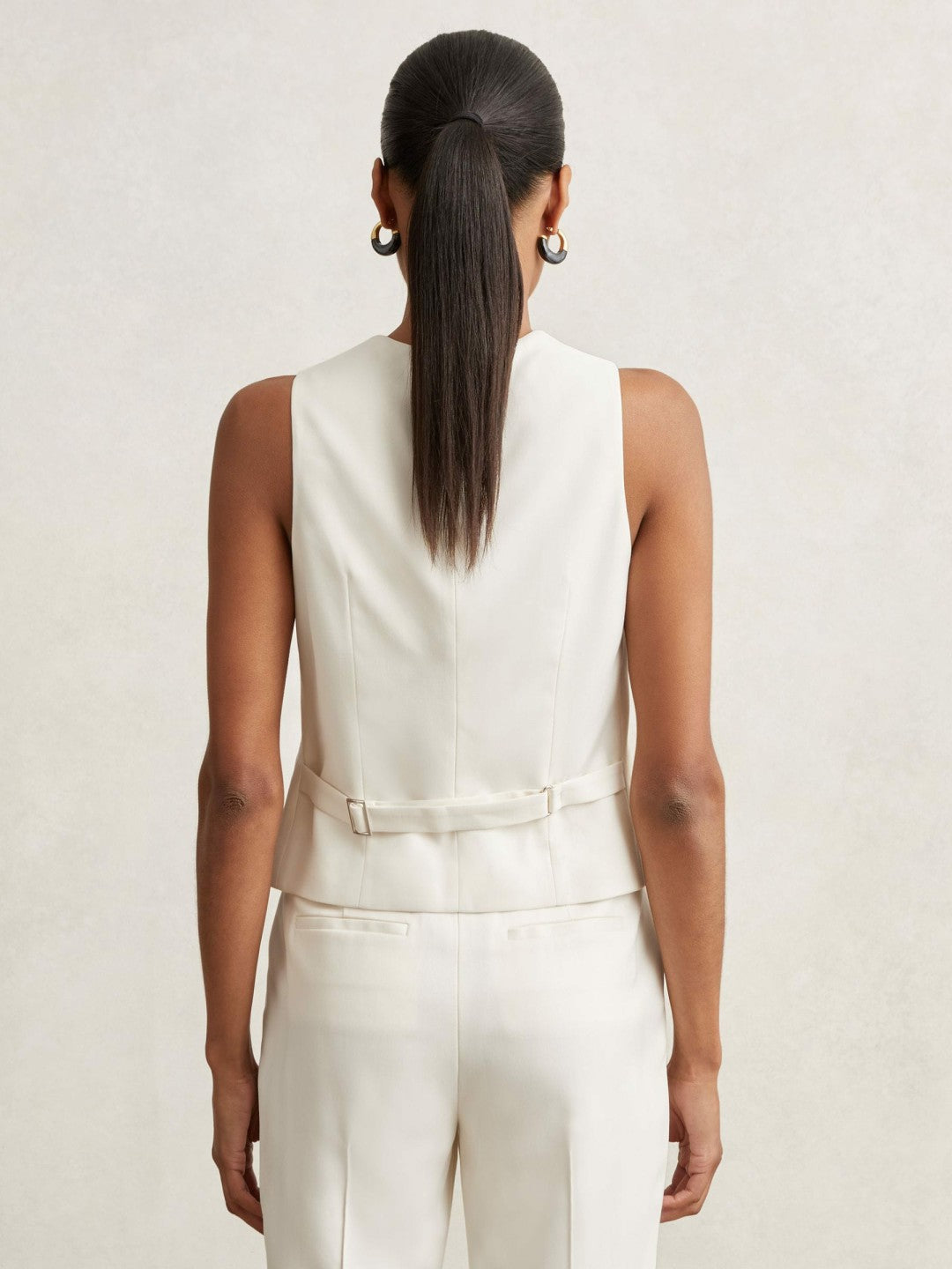 Women Single Breasted Tailored Waistcoat in Cream