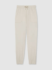 Men Drawstring Technical Cuffed Trousers in Stone