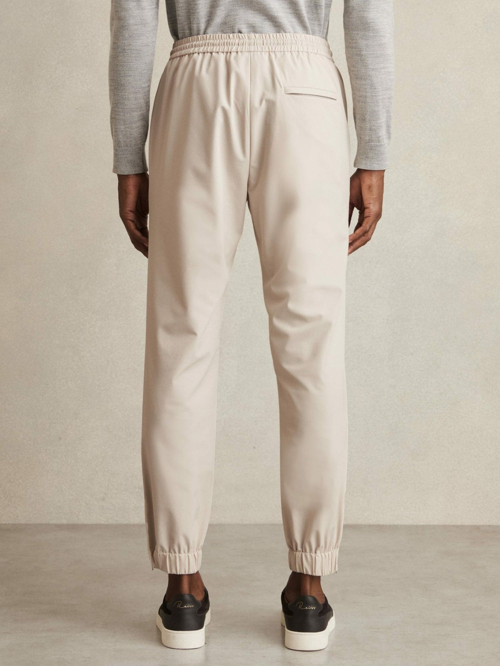 Men Drawstring Technical Cuffed Trousers in Stone