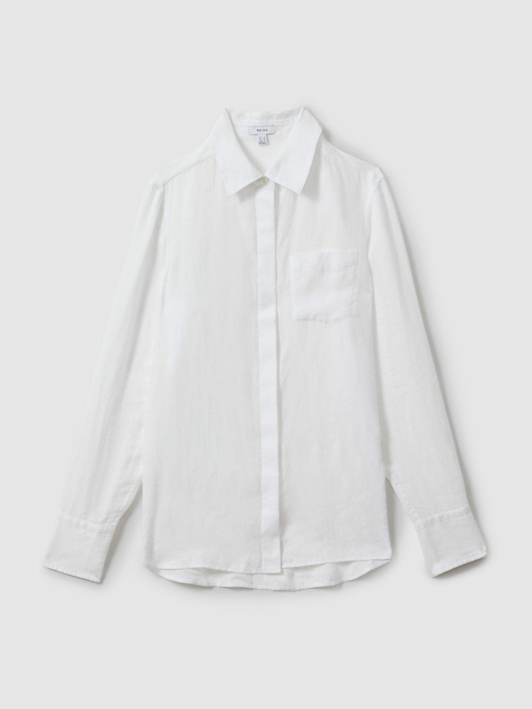 Women Linen Button-Through Shirt in White
