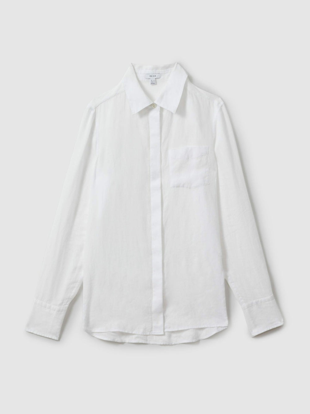 Women Linen Button-Through Shirt in White