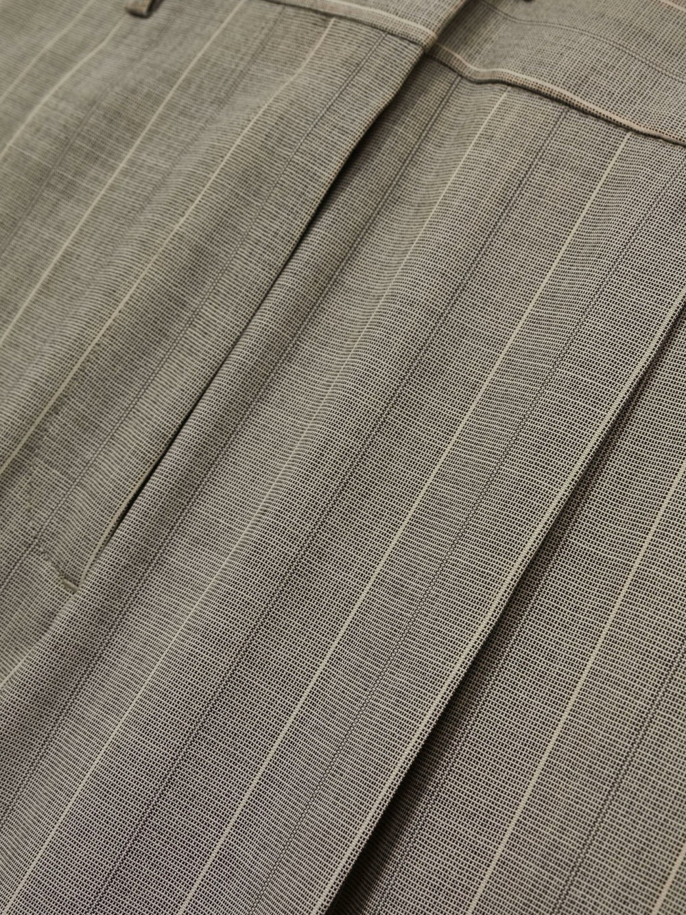 Women Wool-Blend Wide-Leg Pinstripe Trousers in Grey