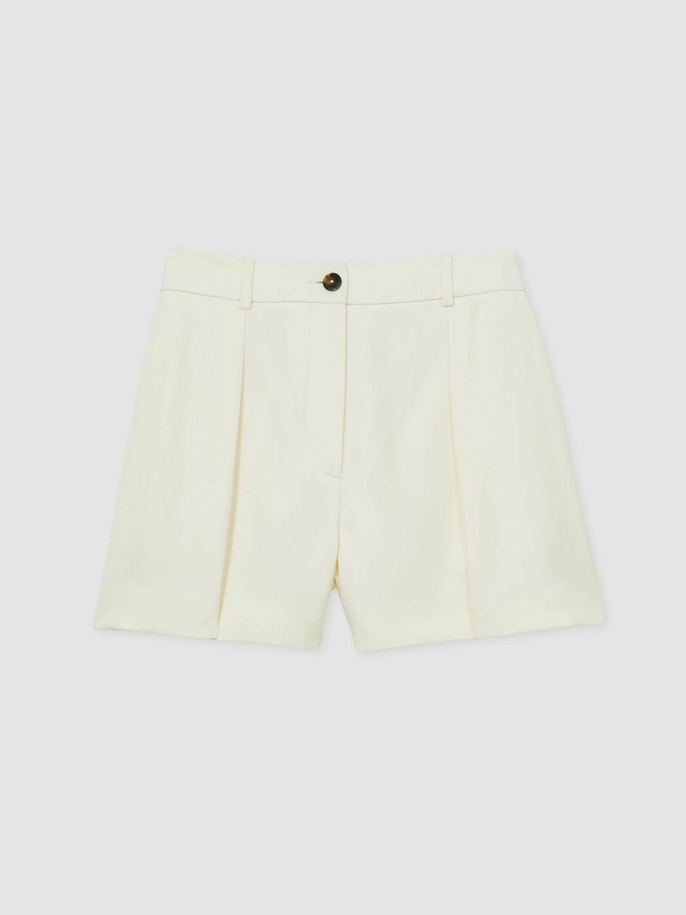 Women Single-Pleat Tailored Shorts in Cream
