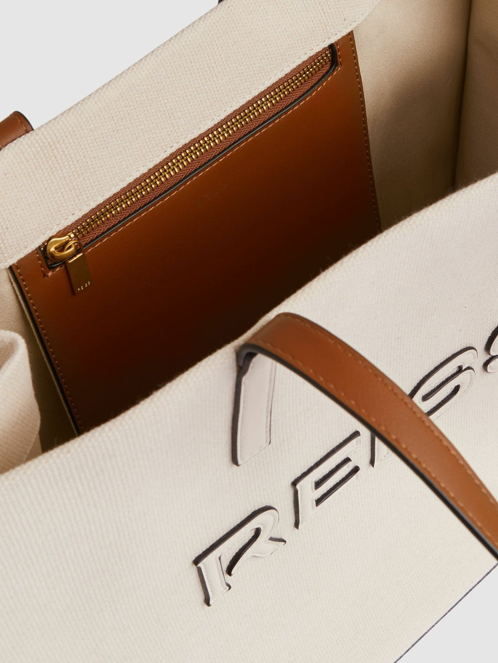 Women Canvas Logo Tote Bag in Natural