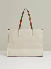 Women Canvas Logo Tote Bag in Natural