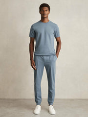 Men Interlock Jersey Crew Neck T-Shirt in Airforce Blue