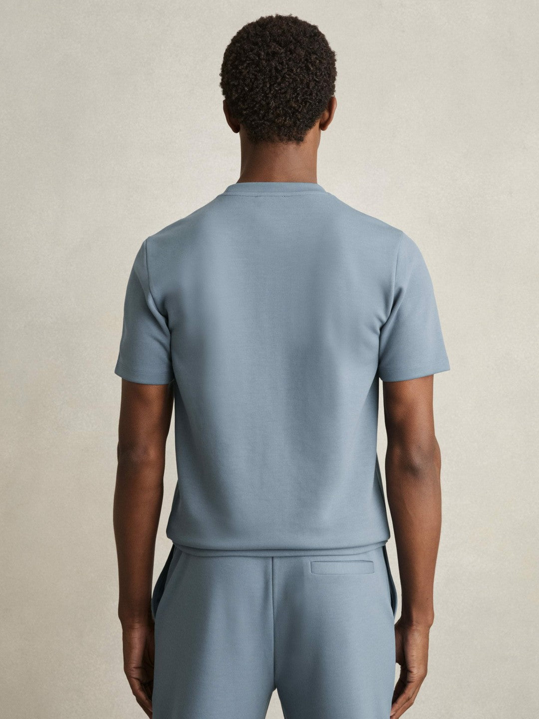Men Interlock Jersey Crew Neck T-Shirt in Airforce Blue